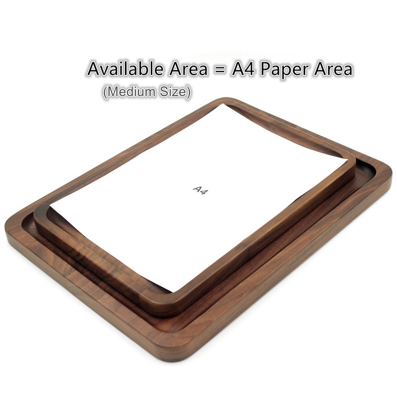 Bamber Wood Serving Tray Wooden Decorative Coffee Tea Platter Black Walnut 15.3 x 11.4 Inches - Image 3